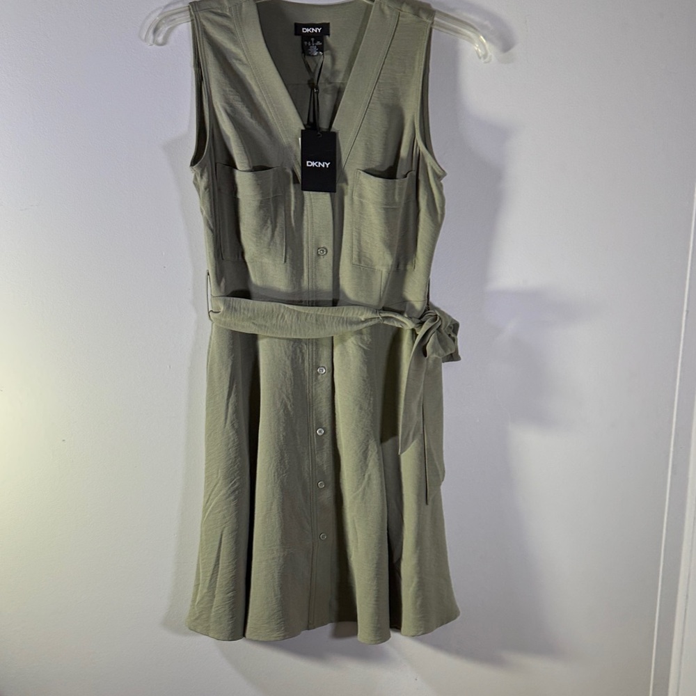 DKNY Olive Button-Front Midi Dress